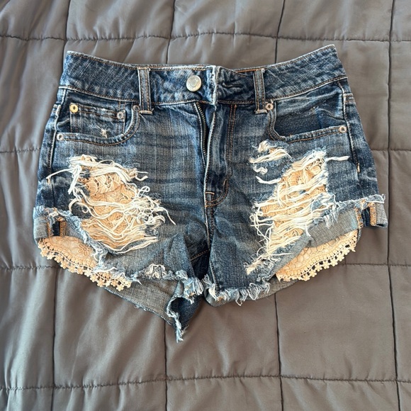 American Eagle Outfitters Blue Jean Shorts Distressed Style - Picture 1 of 3